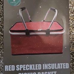 red speckled insulated picnic basket (BRAND NEW)