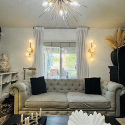 RH Grey Tufted Couch 