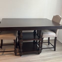 Counter Height Wood Dinning Table And Chairs