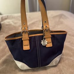 COACH Soho Hampton Daisy Tote Satchel Handbag #L3J-4428 Blue & Tan Authentic!