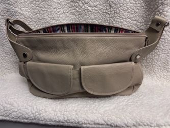 Tan Leather Shoulder Bag with Front Pockets