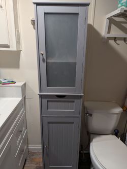 Grey Two Sectional Linen Storage Cabinet
