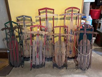 Vintage Wood Snow Sleds - Flexible Flyer Speedway America Clipper