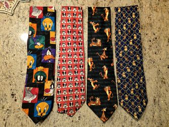 Vintage Looney Tunes & Disney Neck Ties (Lot of 4)