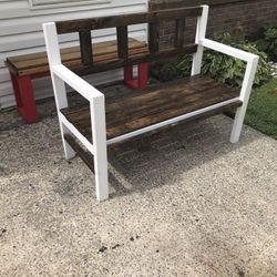 Expresso Stain And White Entryway Bench 