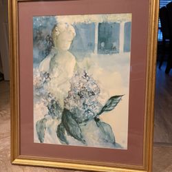Gaye Sanders Fisher 26”x 32” Watercolor signed by artist. Beautifully framed. Only one corner of frame has a little damage. Overall great condition 