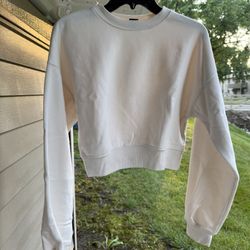Wild Fable Cropped Crewneck Pullover Sweatshirt Target Cream