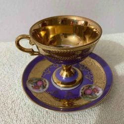 SET DE TAZA DORADA DE PORCELANA 