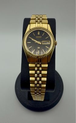 Vintage Ladies Seiko 3E23 Gold Tone, Black Dial, Jubilee Bracelet - PRICE IS FIRM / NO DESCUENTOS
