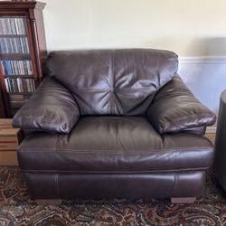 Leather  Chair and Ottoman 