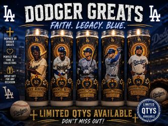 🔥 Limited Edition Dodgers Greats Prayer Candles – Collector's Series