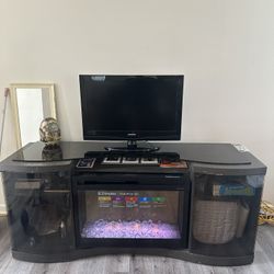 FIREPLACE TV STAND W/ STORAGE