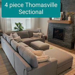 Thomasville Sectional Couch Sofa With Storage Ottoman