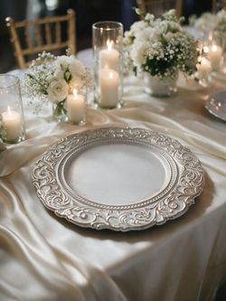 Antique white charger 14”