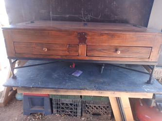 Rustic pine and cedar storage coffee table