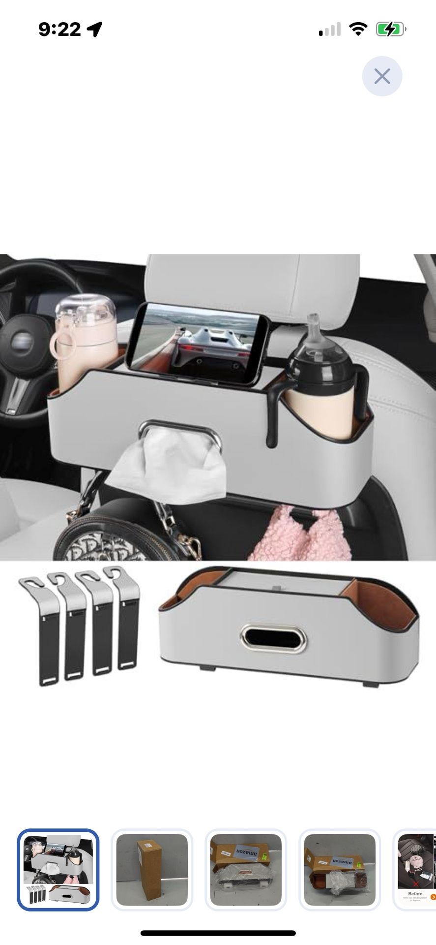 “New”4 In 1  Backseat Cup Holder &  Storage Box(tissue Box ,drinks Etc.(retail$35)