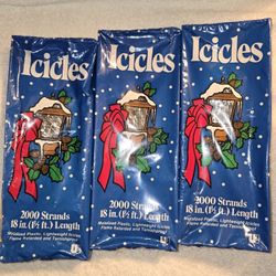 Icicles Retro Christmas Tree Decor x Three (3) Boxes 2000 Strands Per Box 18 In  Length
