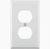 LEVITON - 1-Gang Duplex Outlet/Receptacle Wallplate, Standard Size, Thermoplastic Nylon, White