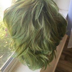 Peluca de pelo color verde
