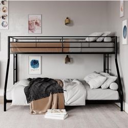 new inbox twin over full small space bunk bed metal blavk makes not included 