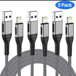 3Pack 6FT USB A Cable iPhone Charger,Fast Charging Cord for iPhone，BLACK/PINK AVAILABLE