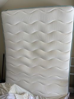 White Quilted Full Size Mattress with Teal Trim