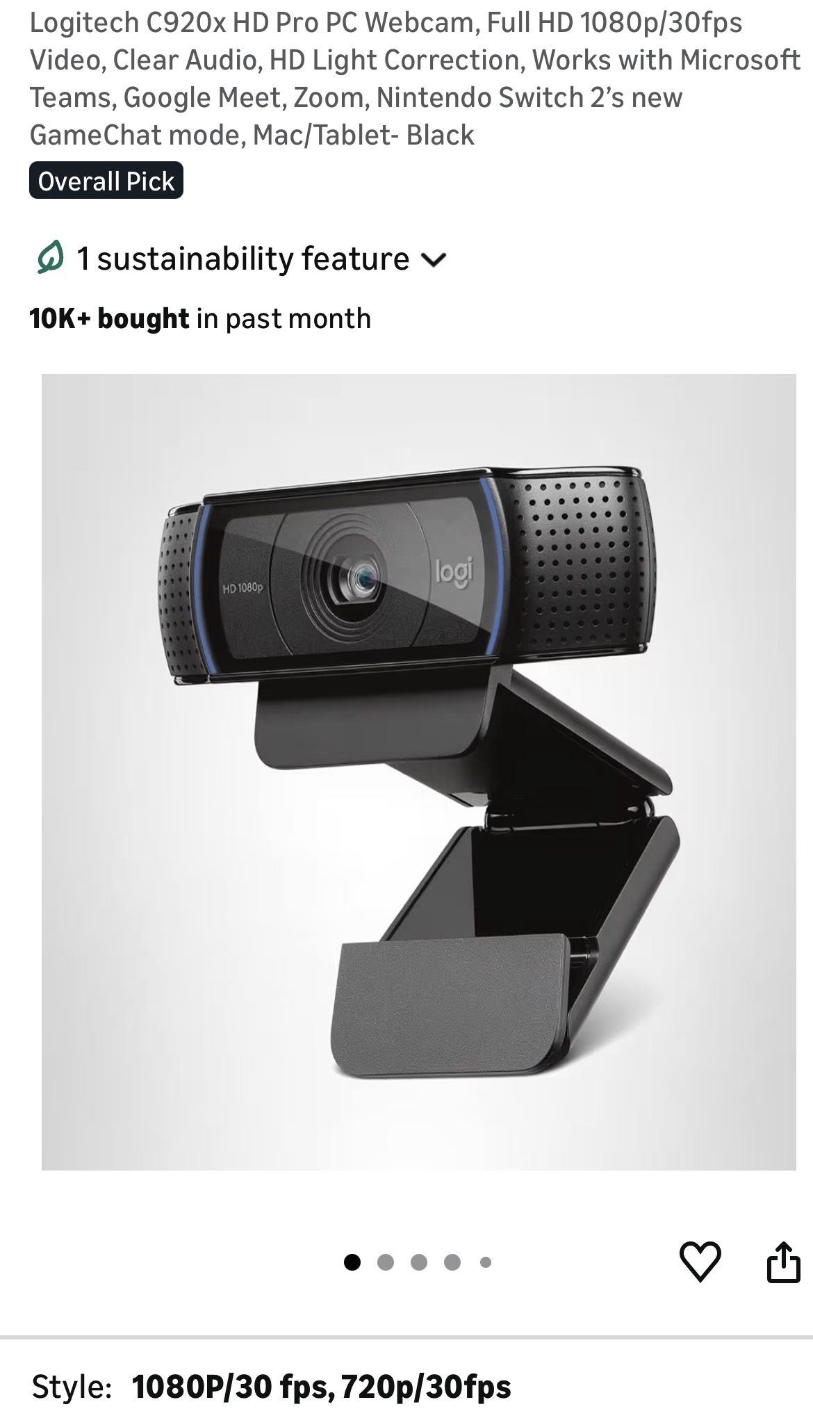 Logitech HD 1080p Webcam