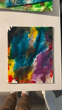 Original Abstract Acrylic Fluid Painting - "Neon Nebula"