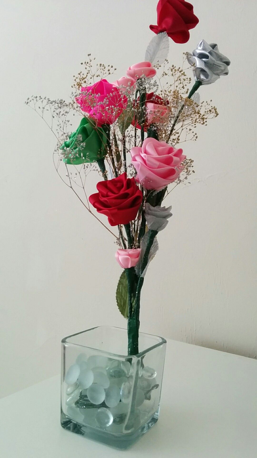 Beautiful handmade roses with pot
