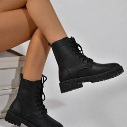 Women Boots Black Fashion Motorcycle Styled US 8