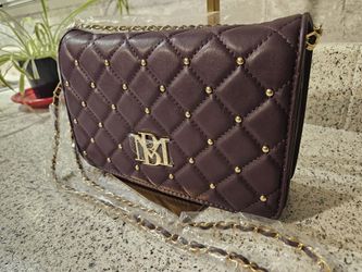 Brand NEW Badgley Mischka Crossbody PLUM with GOLDTONE STUDS & STRAP