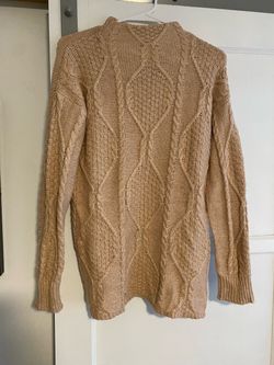 Tan Cable Knit Pullover Sweater