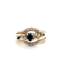 14kt Gold Gemstone Diamond Ring Sapphire & Diamonds Size 7 4.88grams Size 7 1/2 I-665