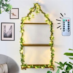 Hanging Shelf with String Lights