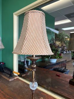 Traditional Antique Floor Lamp with Striped Shade
