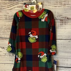 NWT The Grinch Red and Green toddler Nightgown with match doll dress size 3t