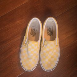 Kids Yellow Checker Vans Size 2