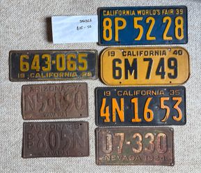 Decorative vintage single license plates 1924-40