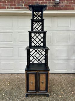 Rattan Shelf and Cabinet in Tapered/Temple Style
