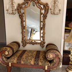 Very Gorgeous Antique Mirror And Bench