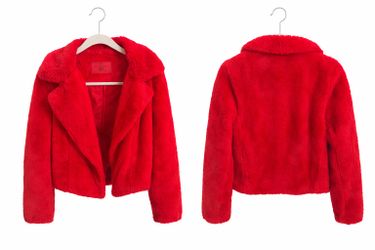 BLANKNYC Red Faux Fur Cropped Jacket – Size XS