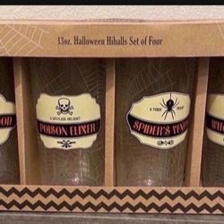 NEW In Box Halloween Highball Drinking Glass Set Of 4