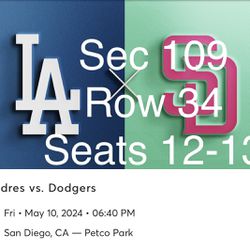 Padres Vs Dodgers Tickets - May 10, 2024 