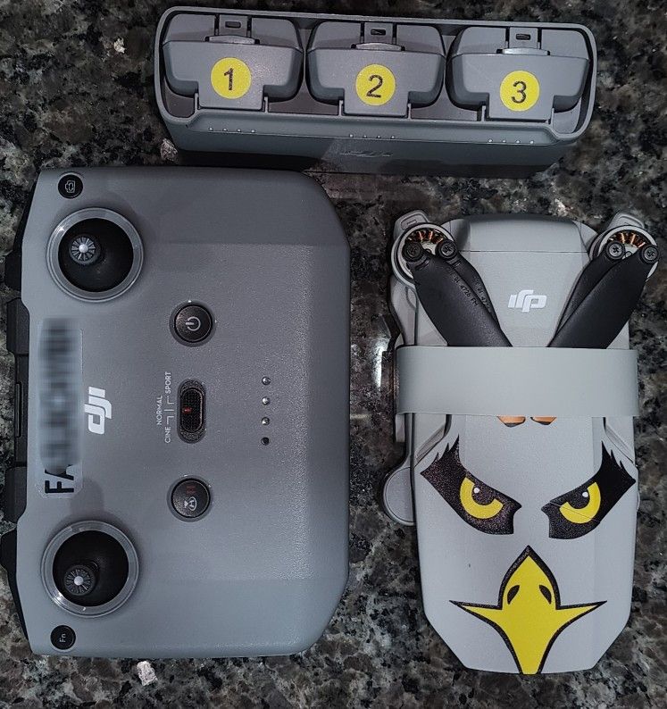 DJI Mini 2 Fly Combo 3-Axis Gimbal with 4K Camera + SanDisk 128GB Extreme microSDXC + Stickers Set 3M Drone Decals Facial