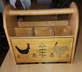 Vintage rooster utensils caddy