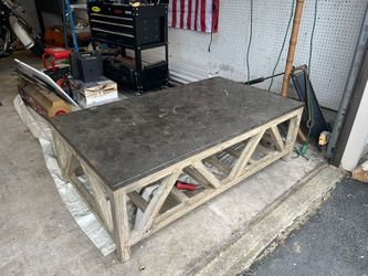 Large Solid Stone/wood Coffee Table