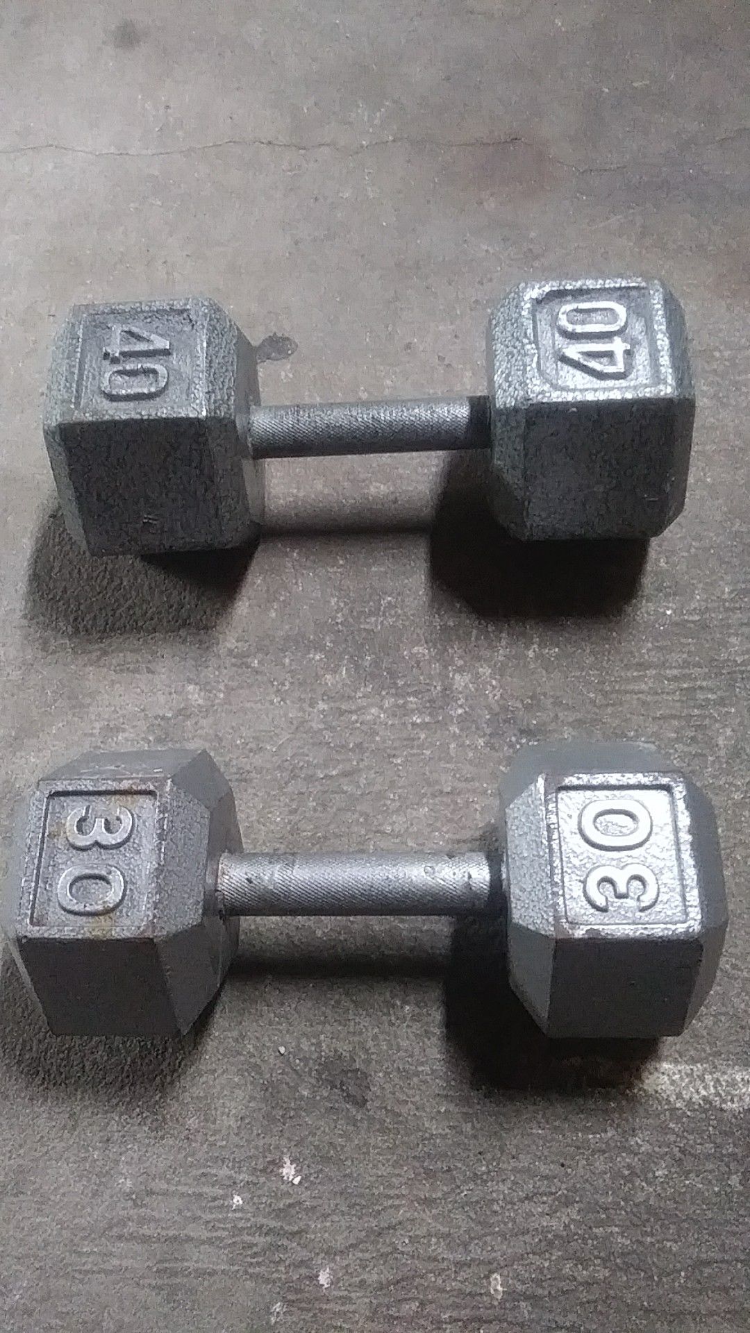 30lb and 40lb dumbbell