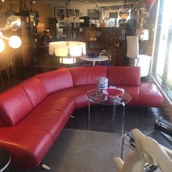 Stunning 3-Piece Red Leather Sectional Sofa (DN-E) 