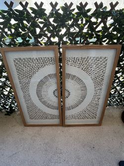 Rice Paper Circle Diptych Shadow Box Wall Art 2 Piece