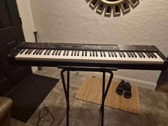 Yamaha P-80 88-Key Weighted Digital Piano Bundle –w/ case, stand and adapter